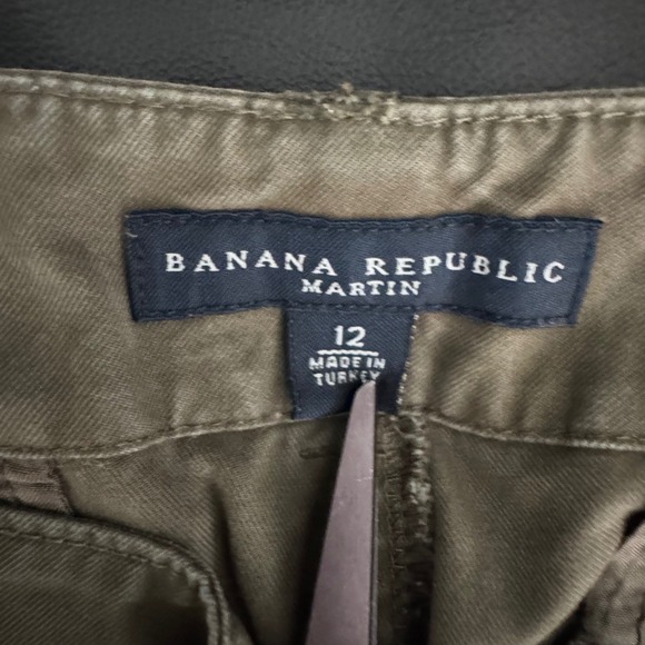 Banana Republic Martin Fit Pants 12 Olive Green Wide Leg Side Slit Chino Vintage - Picture 6 of 8